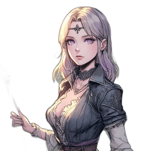 staff, dress, sword, crown, fantasy art, concept art, comic book art, anime transparent PNG cut-out