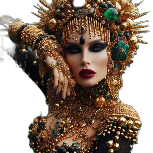 jewelry, crown, mask, dress, photorealistic, fantasy art, 3d render, concept art transparent PNG cut-out