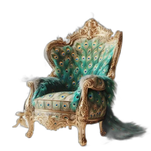 furniture, crown, jewelry, 3d render, photorealistic, concept art, oil painting, green transparent PNG cut-out