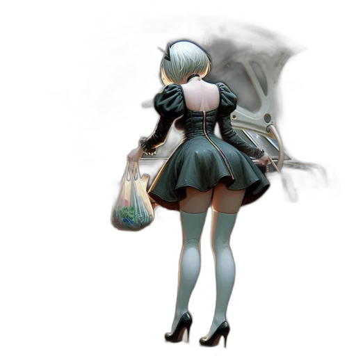 dress, staff, robot, weapon, concept art, fantasy art, 3d render, pixel art transparent PNG cut-out