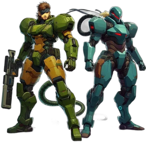 weapon, robot, concept art, 3d render, pixel art, comic book art, green, earth tones transparent PNG cut-out