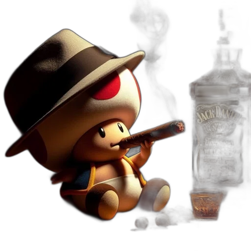 bottle, hat, concept art, 3d render, pixel art, photorealistic, fire, toy transparent PNG cut-out