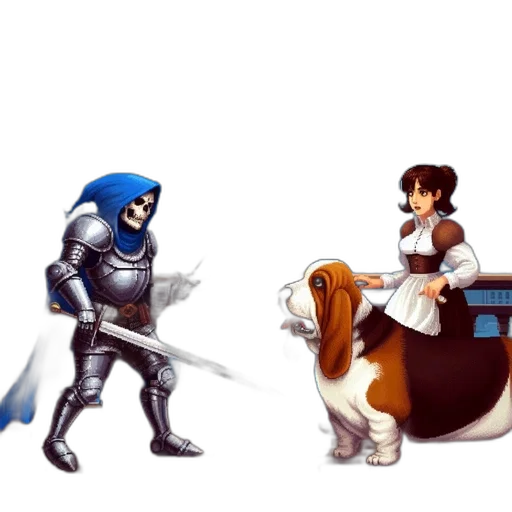 concept art, pixel art, fantasy art, anime, blue, monochrome, medieval, setting transparent PNG cut-out