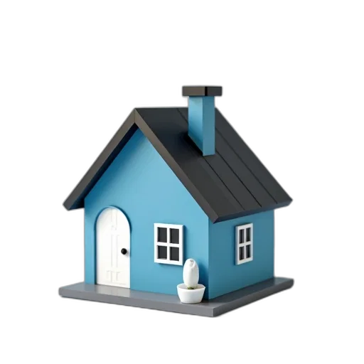 furniture, building, 3d render, concept art, small, blue, toy, house transparent PNG cut-out