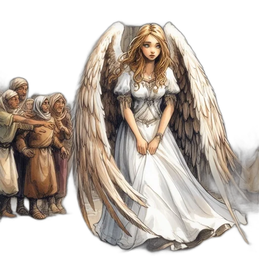 concept art, fantasy art, watercolor, comic book art, woman, blonde, hair, wears transparent PNG cut-out