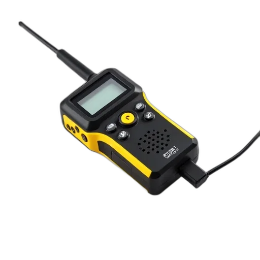 staff, black, yellow, handheld, radio, digital, display, lying transparent PNG cut-out