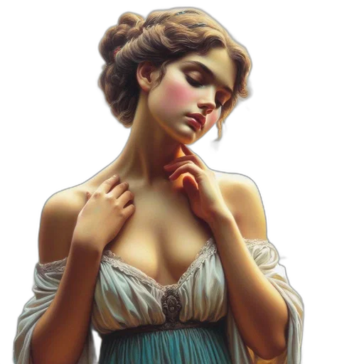 dress, jewelry, face, oil painting, fantasy art, photorealistic, pixel art, neon lights transparent PNG cut-out