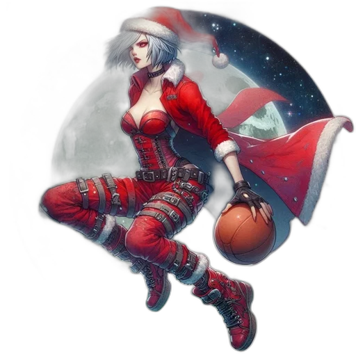 fantasy art, concept art, comic book art, pixel art, outer space, red, woman, futuristic transparent PNG cut-out