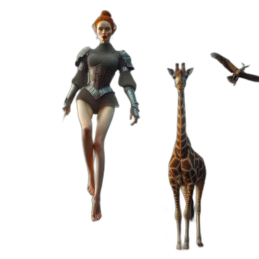 animal, creature, concept art, 3d render, fantasy art, pixel art, earth tones, woman transparent PNG cut-out