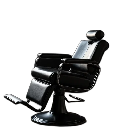 furniture, staff, hair, 3d render, photorealistic, black, reclining, barber transparent PNG cut-out