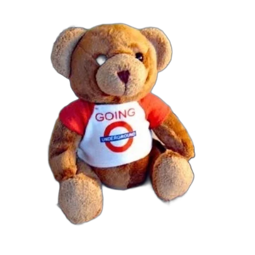 3d render, teddy, bear, wearing, shirt, says, going, underground transparent PNG cut-out
