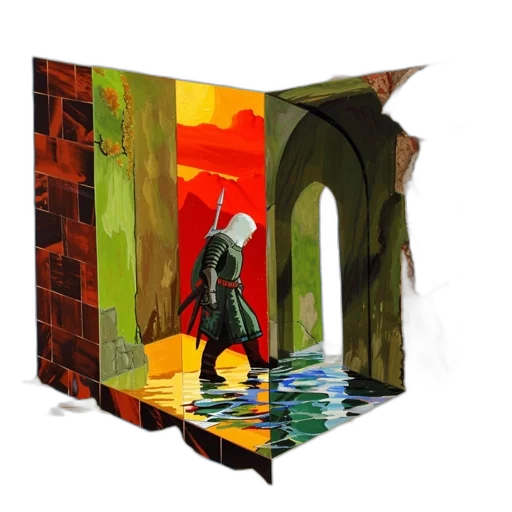 concept art, fantasy art, oil painting, pixel art, underwater, rain, sunset, forest transparent PNG cut-out