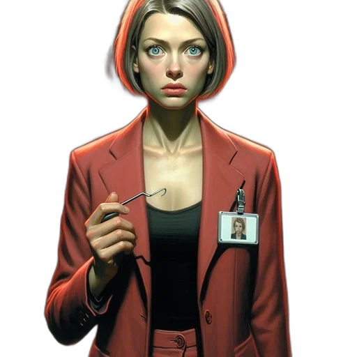 jacket, staff, robot, face, concept art, comic book art, photorealistic, cartoon transparent PNG cut-out