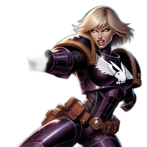 weapon, comic book art, concept art, fantasy art, cyberpunk, dark, woman, purple transparent PNG cut-out