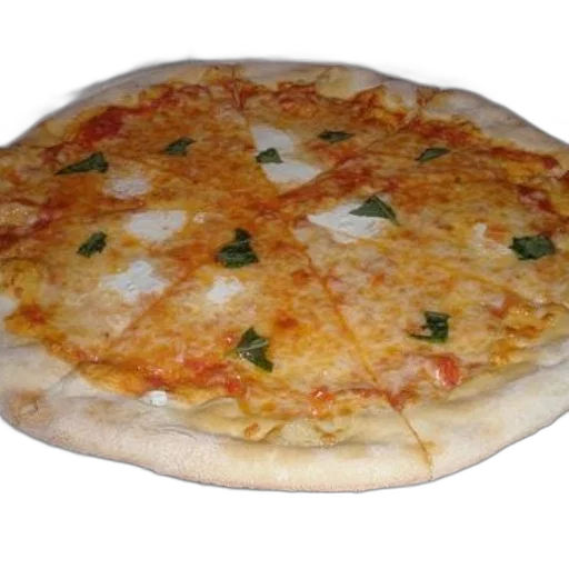 food, 3d render, photorealistic, delicious-looking, pizza, cheese, basil, leaves transparent PNG cut-out