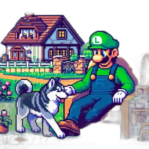 animal, pixel art, concept art, watercolor, 3d render, green, monochrome, pixel transparent PNG cut-out
