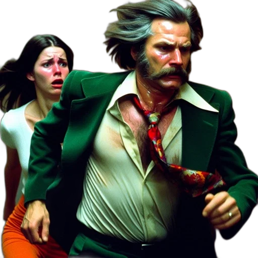 jacket, concept art, comic book art, green, man, mustache, long, hair transparent PNG cut-out