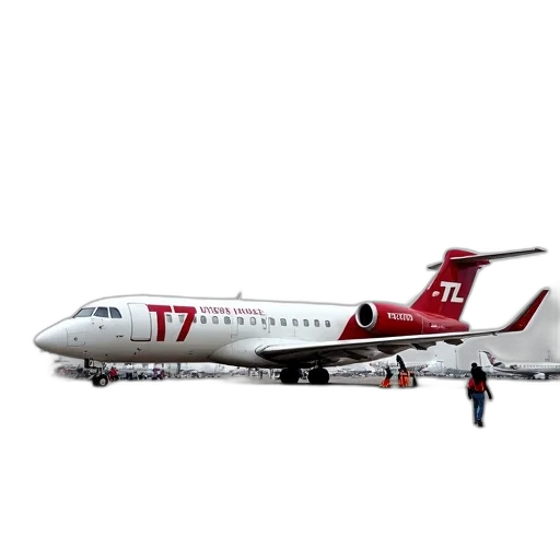 3d render, white, red, passenger, jet, registration, number, t7-1l transparent PNG cut-out