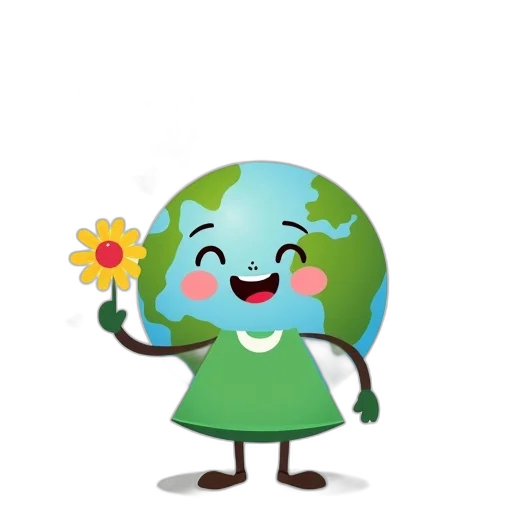 staff, flower, cartoon, concept art, character, earth, smiling, face transparent PNG cut-out