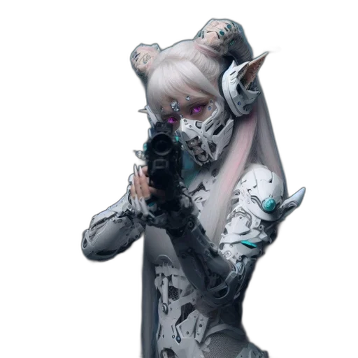 mask, robot, staff, face, concept art, cyberpunk, 3d render, fantasy art transparent PNG cut-out