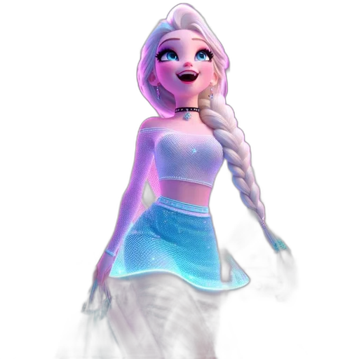 dress, staff, 3d render, concept art, fantasy art, vaporwave, pastel, blue transparent PNG cut-out