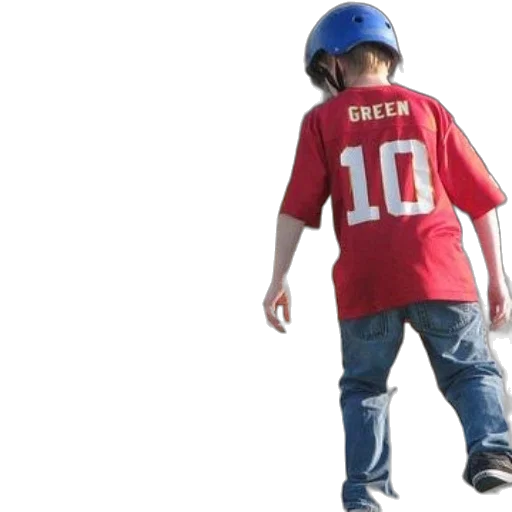 3d render, concept art, boy, wearing, red, jersey, name, green transparent PNG cut-out
