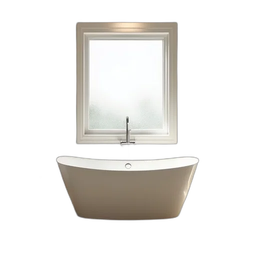 3d render, photorealistic, bathroom, large, freestanding, bathtub, center, white transparent PNG cut-out