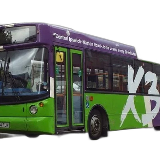 staff, green, purple, bus, route, number, displayed, side transparent PNG cut-out