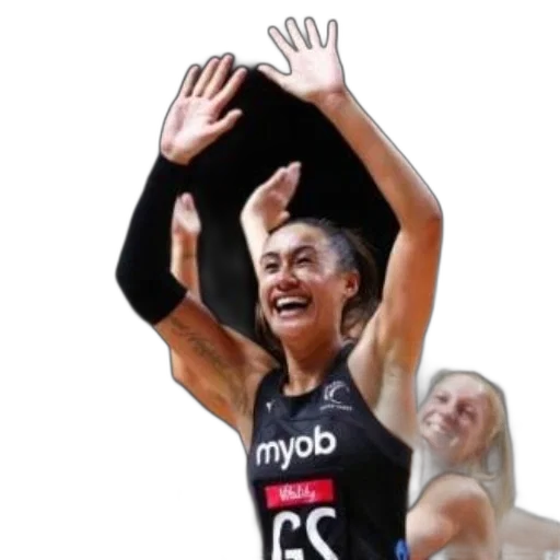 female, athlete, black, jersey, myob, whitby, logos, celebrating transparent PNG cut-out