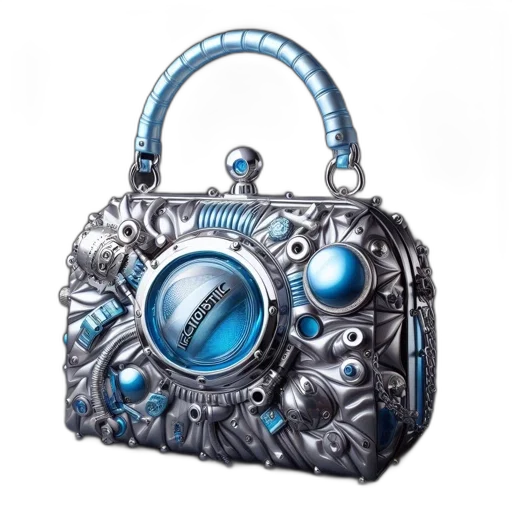 jewelry, photorealistic, fantasy art, concept art, luxurious, steampunk-inspired, handbag, features transparent PNG cut-out