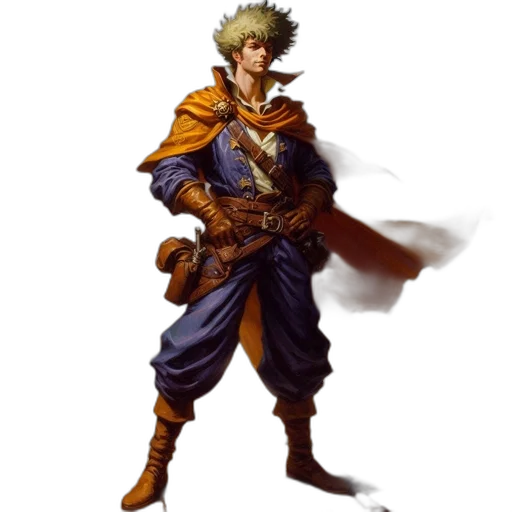 staff, sword, jacket, concept art, fantasy art, pixel art, comic book art, golden transparent PNG cut-out