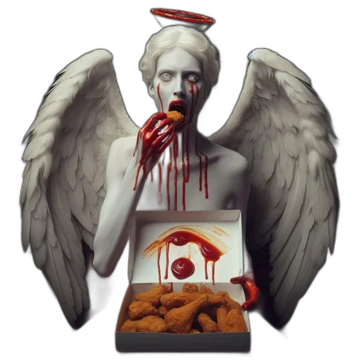 concept art, fantasy art, pixel art, comic book art, ethereal, figure, wings, eats transparent PNG cut-out