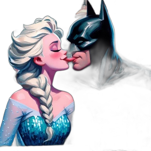 comic book art, concept art, fantasy art, watercolor, underwater, elsa, frozen, batman transparent PNG cut-out