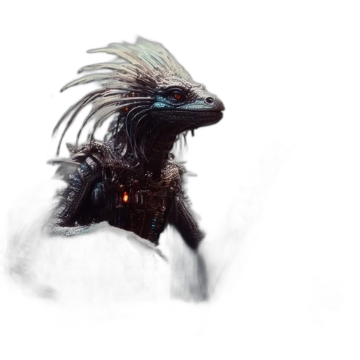 dragon, creature, animal, hair, fantasy art, concept art, watercolor, photorealistic transparent PNG cut-out