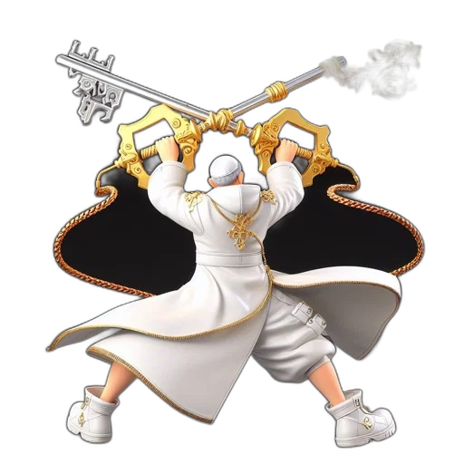 staff, weapon, sword, concept art, dynamic, figure, wearing, white transparent PNG cut-out