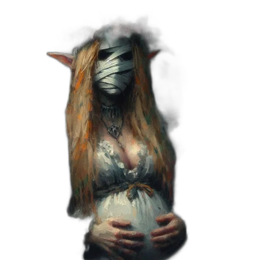 creature, mask, dress, dragon, fantasy art, concept art, 3d render, watercolor transparent PNG cut-out