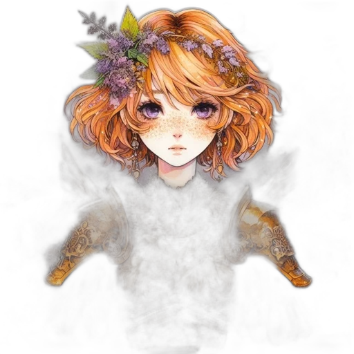crown, dress, face, flower, fantasy art, watercolor, pixel art, concept art transparent PNG cut-out