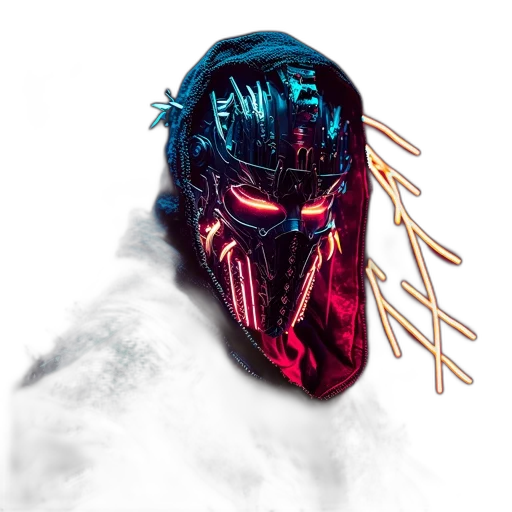 mask, cyberpunk, concept art, figure, dark, cloak, intricately, designed transparent PNG cut-out