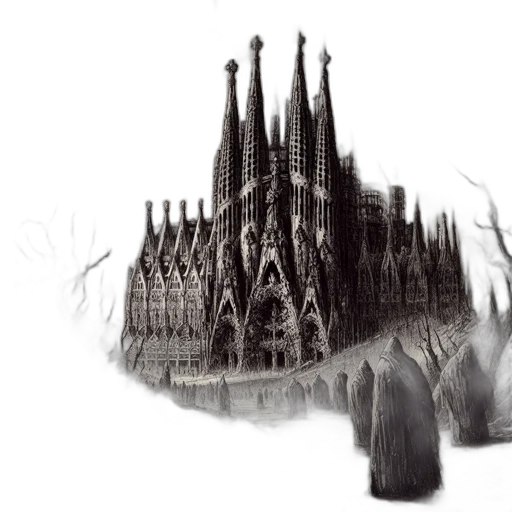 building, crown, concept art, fantasy art, comic book art, photorealistic, fog, city street transparent PNG cut-out