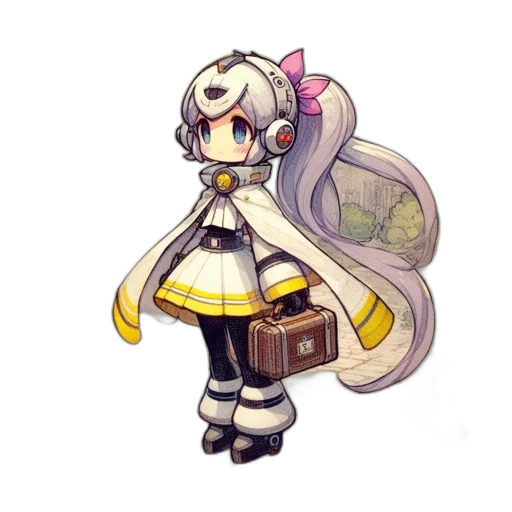 staff, robot, weapon, pixel art, concept art, anime, fantasy art, monochrome transparent PNG cut-out
