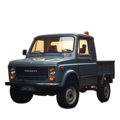 car, photorealistic, 3d render, concept art, vintage, blue, peugeot, parked transparent PNG cut-out