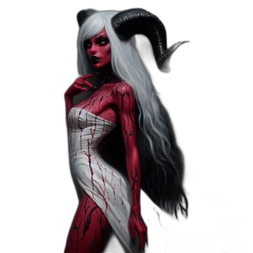 creature, dress, concept art, fantasy art, comic book art, pixel art, red, dark transparent PNG cut-out