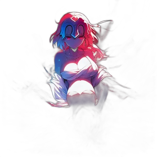 dress, creature, mask, hair, concept art, pixel art, watercolor, vaporwave transparent PNG cut-out