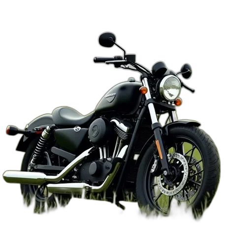weapon, photorealistic, 3d render, concept art, black, motorcycle, sitting, field transparent PNG cut-out