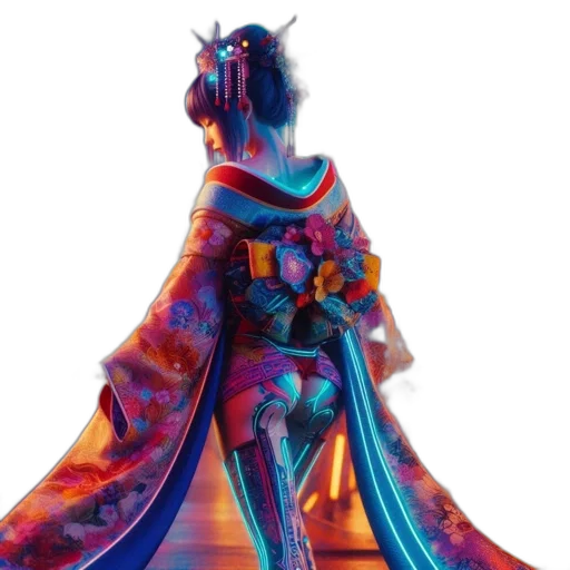 dress, crown, robot, jacket, concept art, fantasy art, 3d render, comic book art transparent PNG cut-out