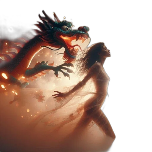 dragon, creature, concept art, fantasy art, comic book art, photorealistic, fire, fog transparent PNG cut-out