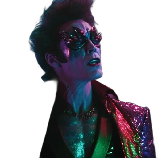 jacket, face, creature, cyberpunk, concept art, neon lights, neon, image transparent PNG cut-out