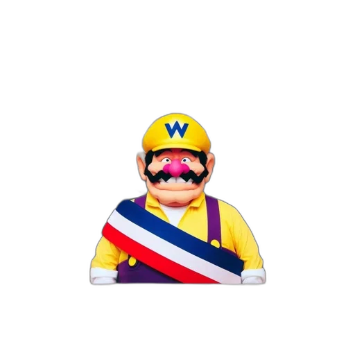 crown, hat, mask, pixel art, 3d render, mario, wears, blue-lettered transparent PNG cut-out