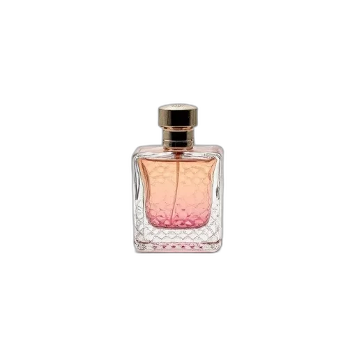 bottle, jewelry, small, square-shaped, perfume, metallic, cap, centered transparent PNG cut-out