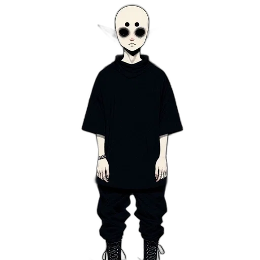 mask, jacket, staff, face, concept art, cartoon, pixel art, anime transparent PNG cut-out
